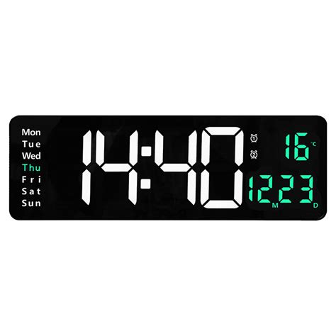 Large LED Digital Wall Clock Temperature Date Day Display USB Remote Control - Walmart.com