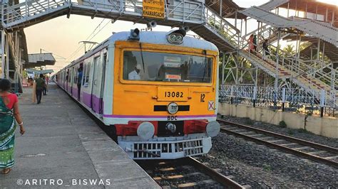 Shiny Purple Colored Different Model Emu Local Trains Skipping