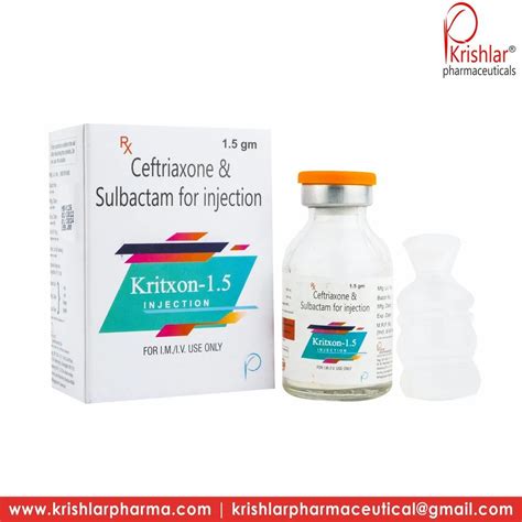 Kritxon 1 5 Gm Ceftriaxone And Sulbactam For Injection At Rs 1000 Vial