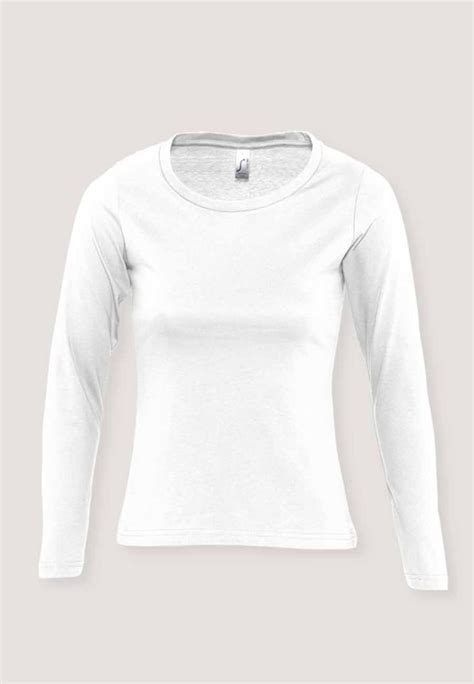 Camiseta Mujer Manga Larga Cuello Redondo Majestic