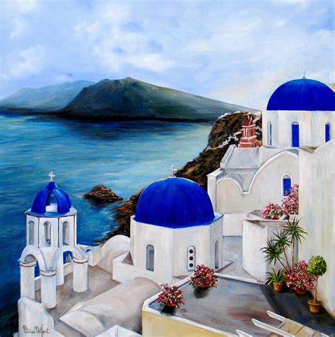 Santorini Oil Painting at PaintingValley.com | Explore collection of ...