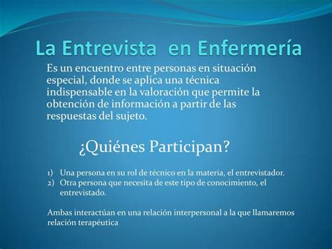 La entrevista en enfermería CLASES DE ENFERMERIA UNMSM uDocz