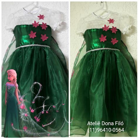 Dona Filó Ateliê Vestido Elsa para Festa Infantil Tema Frozen Fever