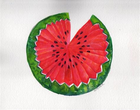 Watermelon Watercolor Painting Original Culinary Painting Etsy