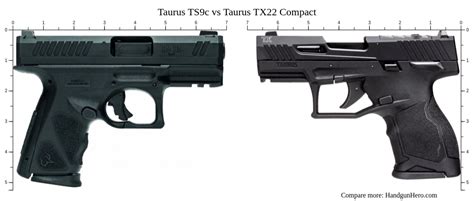 Taurus TS9c vs Taurus TX22 Compact size comparison | Handgun Hero