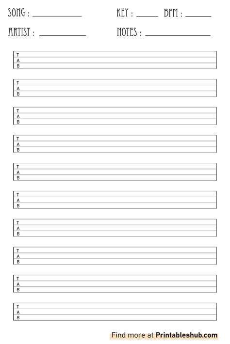 Free Printable Blank Bass Tab Sheets Templates Pdf Included
