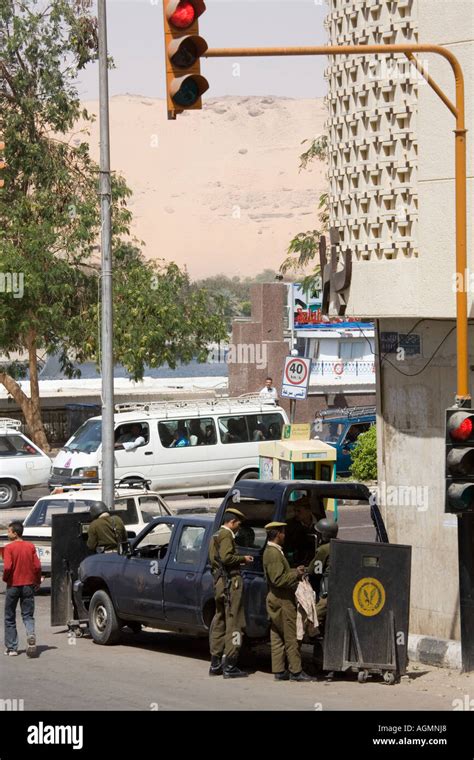 Police Street Security Aswan Egypt Stock Photo Alamy