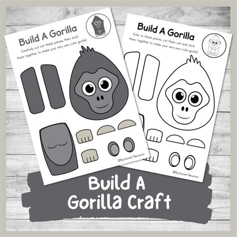 Cute Build A Gorilla Craft Cut And Paste Activity For Kids Nurtured