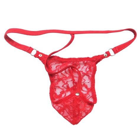 Men S Lace G String Sexy Mesh Sheer Thong T Back Bulge Pouch Lingerie