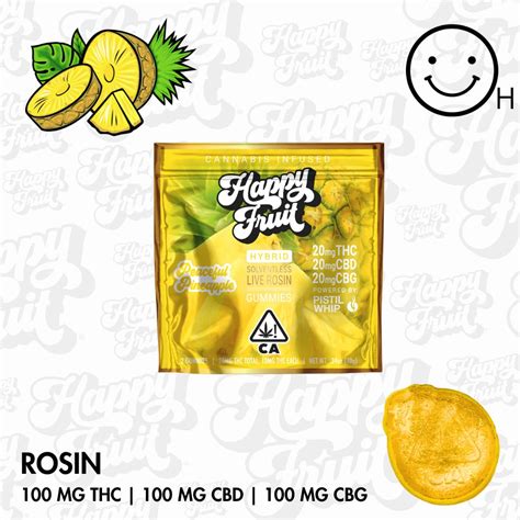 Peaceful Pineapple Rosin Gummies 2 Pack 20mg Thc 20mg Cbd 20mg Cbg Happy Fruit