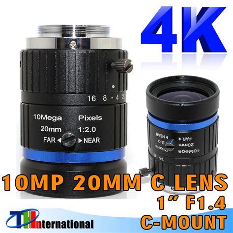 4K HD 10MP 20mm Lens C Mount IR Correction Manual Iris Focus 1 4