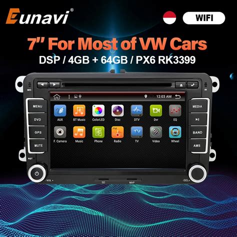 Eunavi 2 Din Android 10 Car Radio GPS For VW Golf 5 6 Polo Bora Jetta