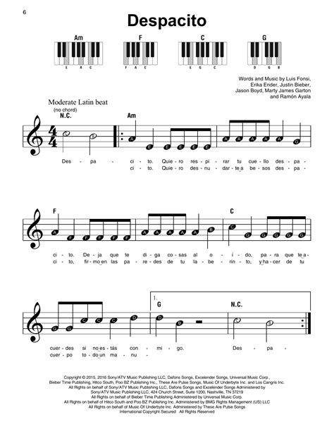 Despacito Super Easy Piano Print Sheet Music Now