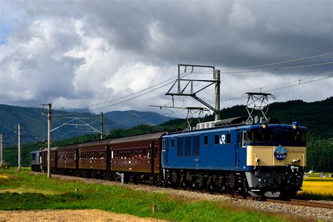 鉄道定番紀行 大糸線の信濃の秋の田園風景を行くef64のプッシュプル「レトロ大糸線号」（北大町～信濃木崎）