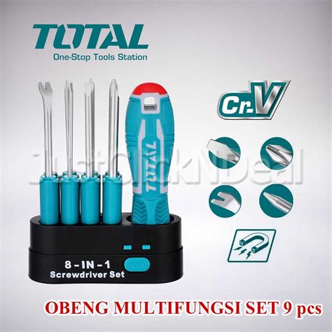 Jual TOTAL Obeng Multifungsi Magnet Set 9 Pcs Interchangeable