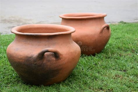 Two Clay Pots In The Street Stock Photo Image Of Ceramic Nature