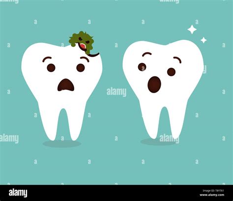 Caries Dental Destruida Caricatura Dientes Vector De Caracteres Fondo De Atención Dental