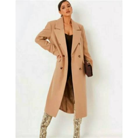 Missguided Jackets And Coats Missguided Camel Double Breasted Long