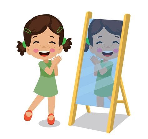 Cute Happy Boy Looking In The Mirror 14830581 Vector Art At Vecteezy