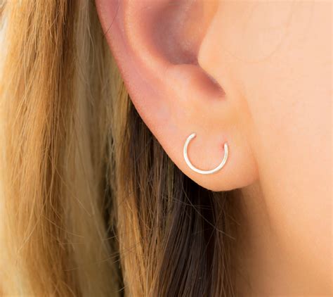 Double Piercing Double Piercing Hoop Earring Double Lobe Etsy Stud