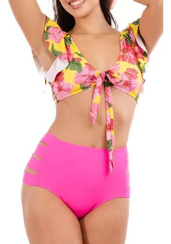 Bikini Tiro Alto Cut Out Colores