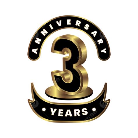 Golden Numeral 3 Year Anniversary Celebration 3 Years Anniversary