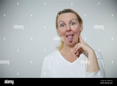 Woman Stick Out Tongue Portrait Of Woman Showing Her Tongue Funny Woman Showing Her Tongue