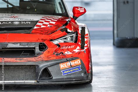 Oschersleben Germany April 9 2023 Front View Of Scratched Wrecked