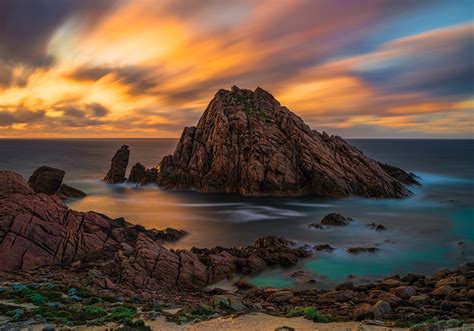 Wallpaper Landscape Sunset Sea Bay Rock Shore Beach Sunrise