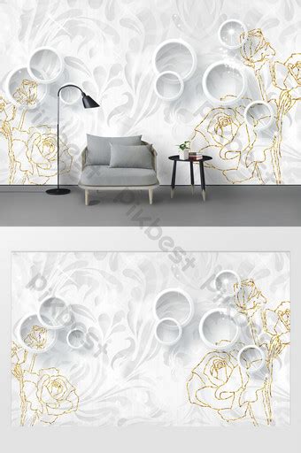 Fashion Romantic 3d Three Dimensional Rose Flower Background Wall