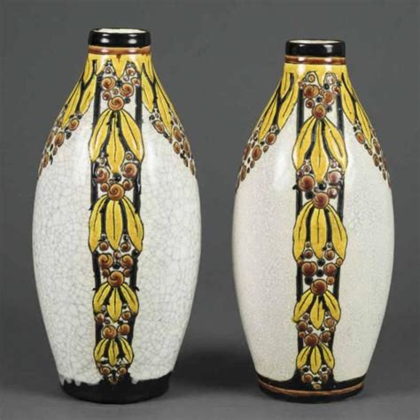 Charles Catteau Boch Freres Keramis Paire De Vases En