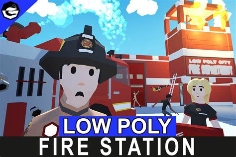 Low Poly Fire Station D Urban Unity Asset Store