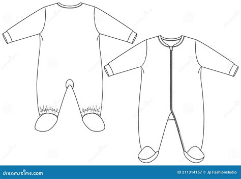 Vector Baby Sleeper Infant Layette Clothing Elements Fashion Flat