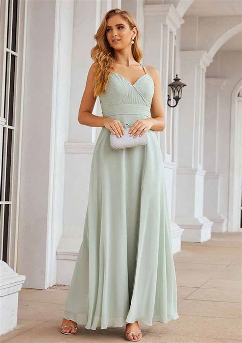 A Line Sweetheart Long Floor Length Chiffon Bridesmaid Dress With