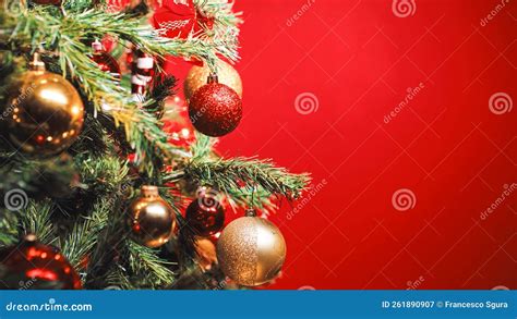 Christmas Tree On Red Background Stock Image Image Of Merry T