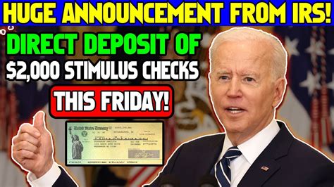 Irs Sending Direct Deposit This Friday Biden Signed The Checks