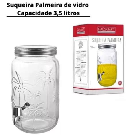 Suqueira Dispenser Para Agua Sucos E Refrigerantes Vidro 3 5lts