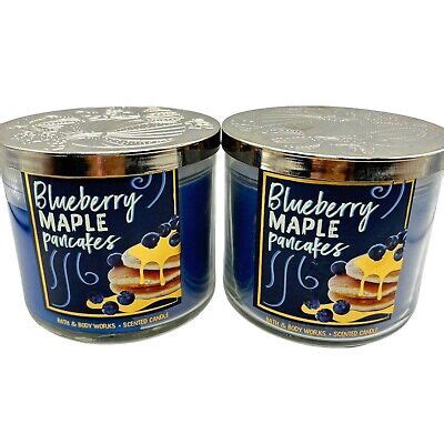 Bath Body Works Blueberry Maple Pancakes Wick Scented Candle Set