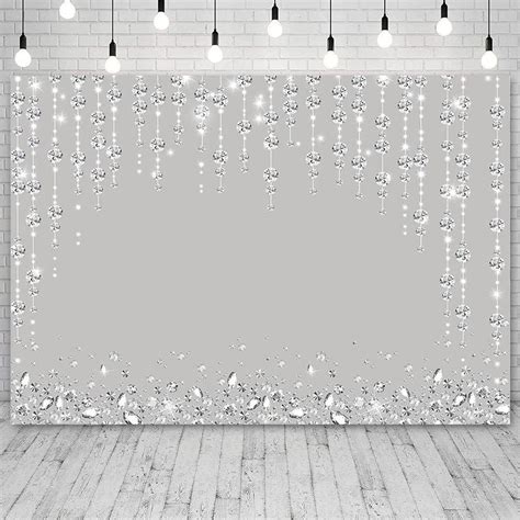 Sendy 7x5ft Silver Glitter Birthday Backdrop Dripping