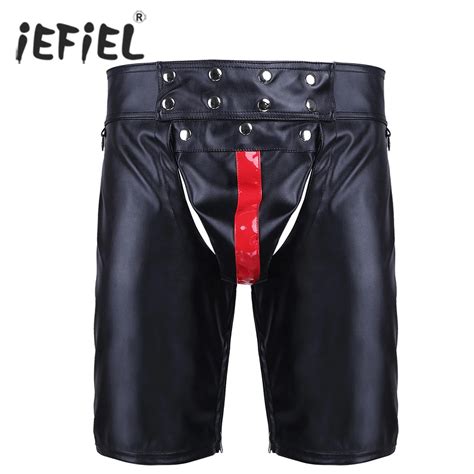 Aliexpress Buy Iefiel Black Sexy Men Lingerie Faux Leather Open