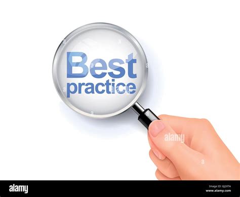 3D Illustration Of Magnifying Glass Over The Words Of Best Practice