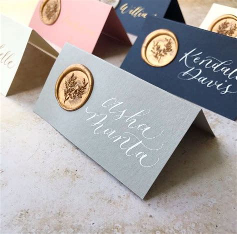 Wax Seal Place Cards Calligraphy Place Cards Tented Place Etsy Diy