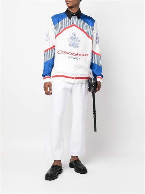 Casablanca Casablanca Airways Silk Shirt White Farfetch Ao