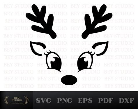 Reindeer Face SVG Christmas SVG Rudolph SVG Digital Cricut