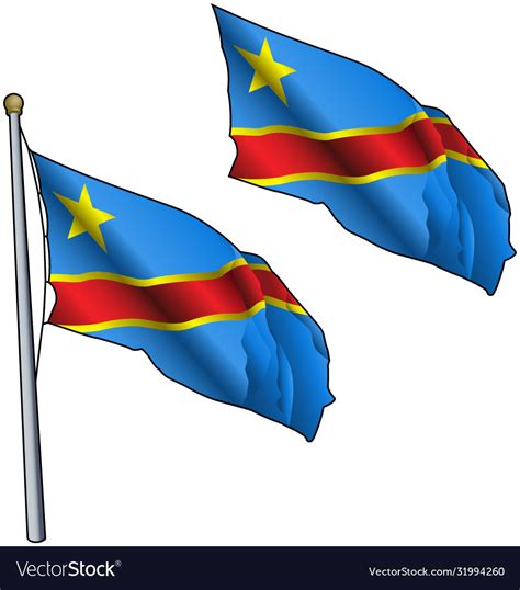 Waving Democratic Republic Congo Flag Royalty Free Vector