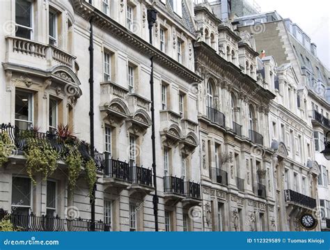 British Apartment Building Windows In Central London Stock Image