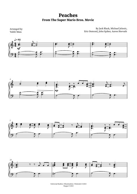 Peaches Arr Valdir Maia By Jack Black Sheet Music For Easy Piano At Sheet Music Direct