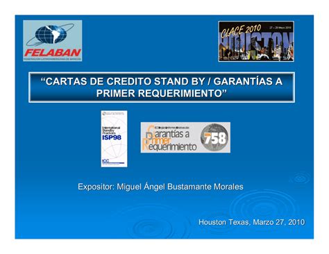 Cartas De Credito Stand By Garant As A Primer Requerimiento