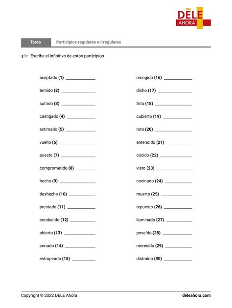 Participios regulares e irregulares Gramática DELE Ahora