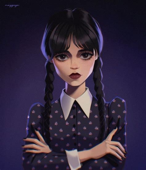 Anime Wednesday Addams Drawing